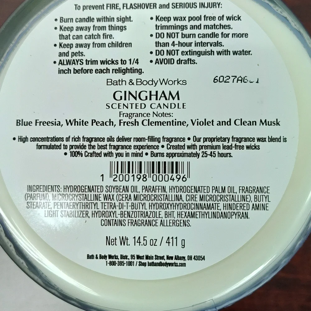 Bath & Body Works GINGHAM & GINGHAM GORGEOUS 3 Wick Candles - Picture 7 of 7